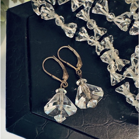 Vintage Handmade Swarovski Crystal Necklace & Earrings Matching Jewelry set 14k - Picture 4 of 16